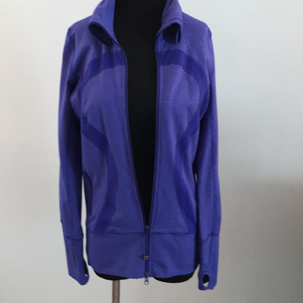 $138 Lululemon In Stride Zip Up jacket Size 6 Rare Color purple blue striped - Picture 5 of 13